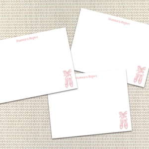 Artigos de papelaria de balé personalizados para meninas, cartões de nota personalizados com envelopes, monograma formal, cartão de agradecimento para crianças