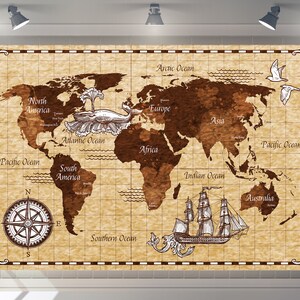 Carte du monde personnalisée joyeux anniversaire fête toile de fond bébé douche fond photomaton décor photographie bannière