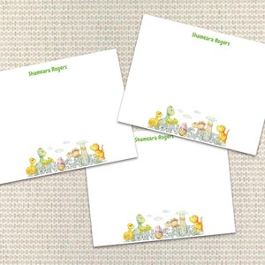 Dinosaurier-Briefpapier Personalisiertes Briefpapier Benutzerdefinierte Grußkarten mit Umschlägen Benutzerdefiniertes Briefpapier Preppy Monogramm Dankes-Karte für Kinder