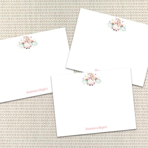 Einhorn-Briefpapier Personalisiertes Briefpapier Benutzerdefinierte Grußkarten mit Umschlägen Benutzerdefiniertes Briefpapier Preppy Monogramm Dankeskarte für Kinder