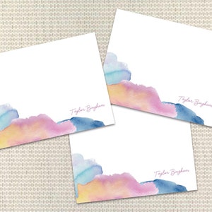 Papelería de acuarela Papelería personalizada para mujer Tarjetas de notas personalizadas con sobres Papelería personalizada Monograma preppy