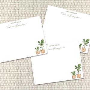 Aquarelle plantes vertes papeterie papeterie personnalisée pour femme cartes de notes personnalisées avec enveloppes papeterie personnalisée pour hommes
