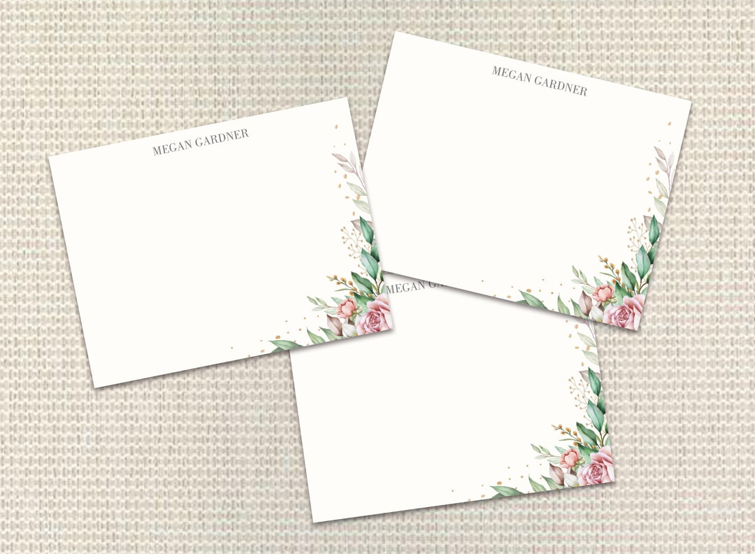 Flowers Stationery Personalized Stationery for Woman Custom Note Cards ...