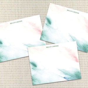 Aquarell-Briefpapier Personalisiertes Briefpapier für Frau Kundenspezifische Anmerkungskarten mit Umschlägen Kundenspezifisches Briefpapier adrettes Monogramm