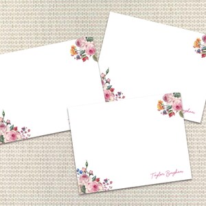 Blumen Briefpapier Personalisiertes Briefpapier für Frau Benutzerdefinierte Hinweiskarten mit Umschlägen Benutzerdefiniertes Briefpapier für Mutter
