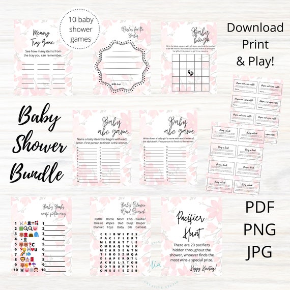 Baby Shower Package Baby Shower Game Bundle 10 Baby Shower Etsy
