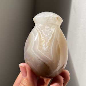 Banded Agate Mushroom with Quartz | Crystal Mushroom Carving