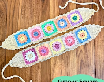 Granny Square Crochet Headband Pattern | Beginner DIY Tutorial | Crochet Accessories | English PDF | Floral Headband | Brushnhook