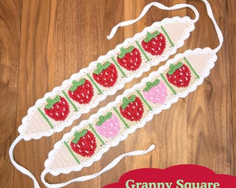 Strawberry Crochet Headband Pattern | Granny Square Headband | Accessory Hair Scarf | Beginner DIY Tutorial | English PDF | Brushnhook