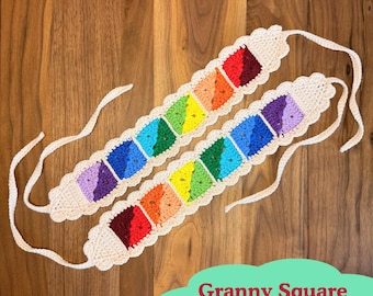 Rainbow Crochet Headband Pattern | Granny Square Hair Accessory (PDF Download)