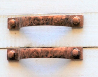 Copper Hammered Drawer pull, One Cabinet Dresser Desk Furniture Knob, 4" Centers, 4 Inch Center to Center