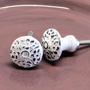 White Flower Knob, Shabby Chic Floral Drawer Pull, Farmhouse Door Handle