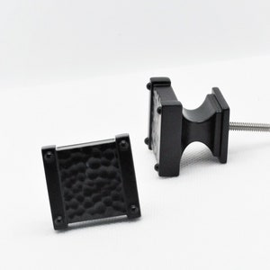 Hammered Knob, Black Square Drawer Pull, kitchen Cabinet Hardware.  Listing reflects price for one knob