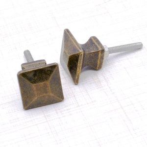 Antique Bronze Square Knob, Iron Drawer Pull, Rectangular Furniture Knob, Square Door Handle, Cabinet Hardware