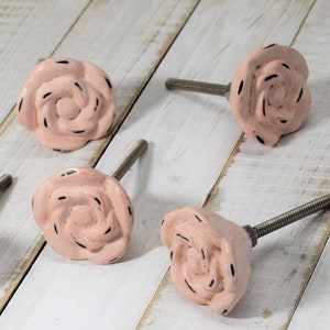 Pink Rose Knob, Distressed Floral Drawer Pull, Flower Door Handle, Nursery Cabinet Hardware