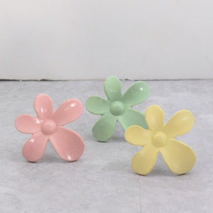 Whimsical Flower Knob, Green Floral Cabinet Pull, Pink Daisy Furniture Knob, Yellow Poppy Knob, Over 50 colors available