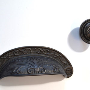 Oil Rubbed Bronze Baroque Cup Pull, One Furniture Knob, Cabinet Hardware