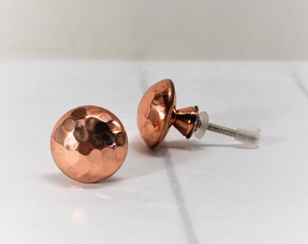 Hammered Copper Knob, One Cabinet Hardware, Drawer Pull