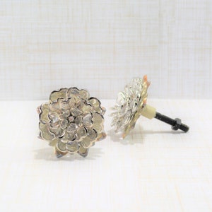 Silver Faceted Flower Knob, One Cabinet Furniture Drawer Pull