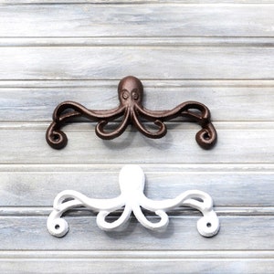 Octopus Drawer Pull, Bronze Octopus Knob, 6 1/8&quot; Inch Centers, Beach House Cabinet Hardware.   Over 50 colors available