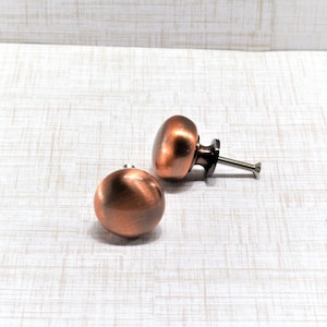 Brushed Antique Copper Knob, Lightweight Drawer Pull, Metal Furniture Knob, Kitchen Cabinet Hardware