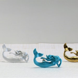 White Mermaid Knob, Gold Sea Creature Drawer Pull, Coastal Door Handle, Cabinet Hardware.  Over 50 colors available