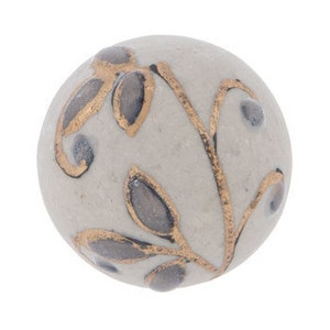 Gray and Gold Floral Knob, One Dresser Cabinet Furniture Drawer Pull