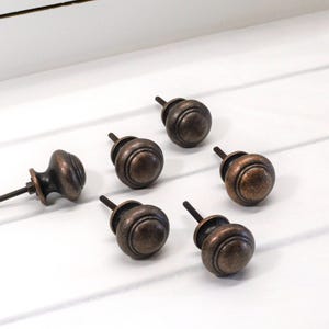 Antique Copper Knob, Ridge Drawer Pull, Cast Iron Door Handle, Kitchen Cabinet Hardware.   Listing reflects price for onoe knob