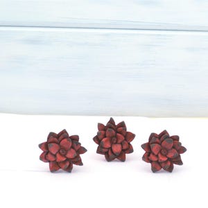 Red Flower Knob, Red Dahlia Drawer Pull, Distressed Red Floral Furniture Knob, Lily Cabinet Handle, Cabinet Hardware