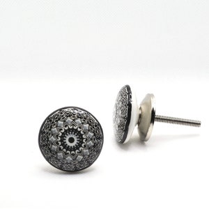 Black and White Floral Knob, Ceramic Flower Drawer Pull, Kitchen Cabinet Hardware