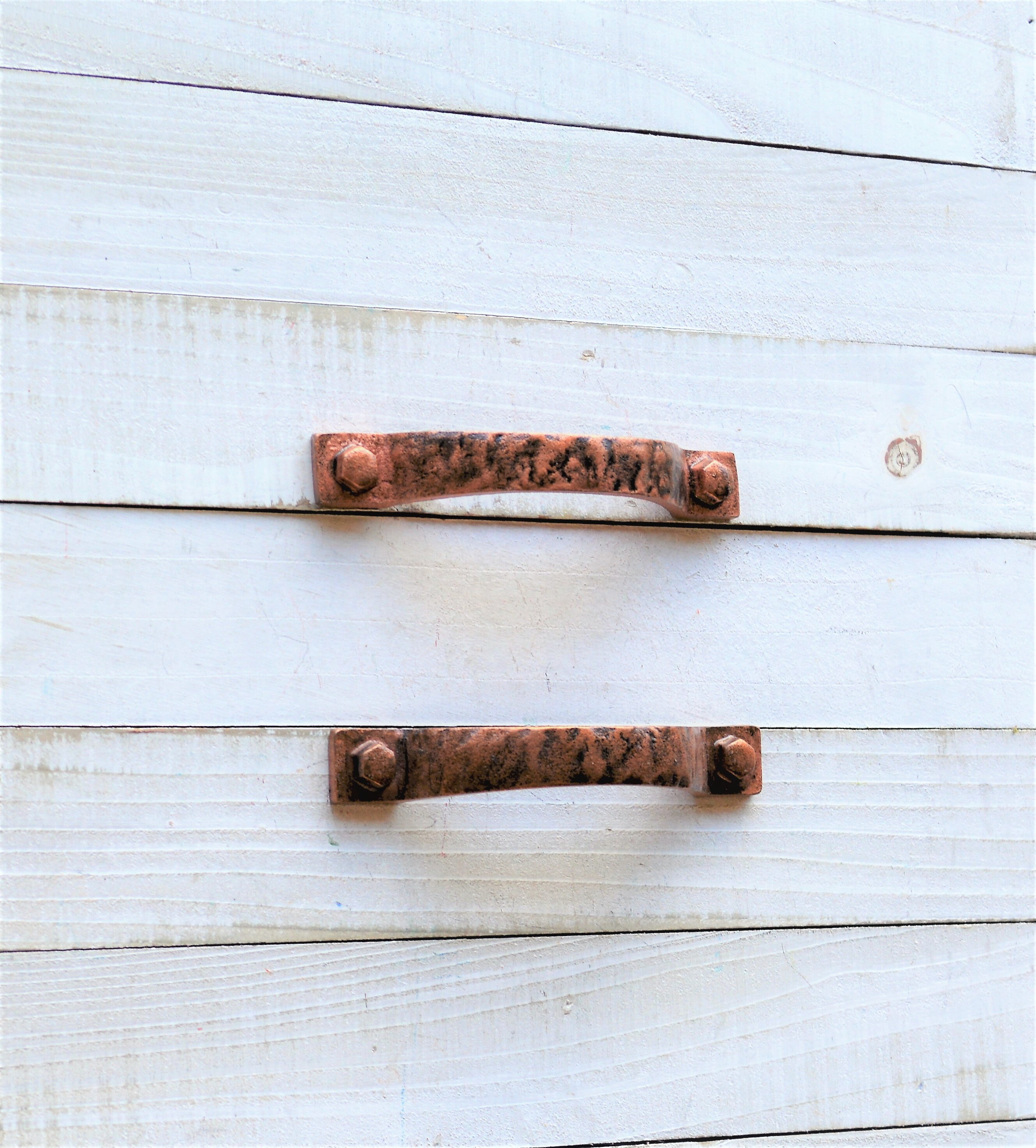 Copper Hammered Drawer Pull One Dresser Desk Etsy