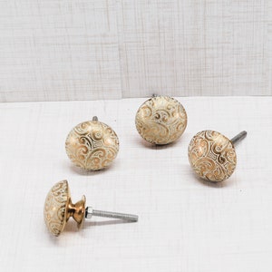 White and Gold metal knob, One Cabinet Furniture Drawer Pull