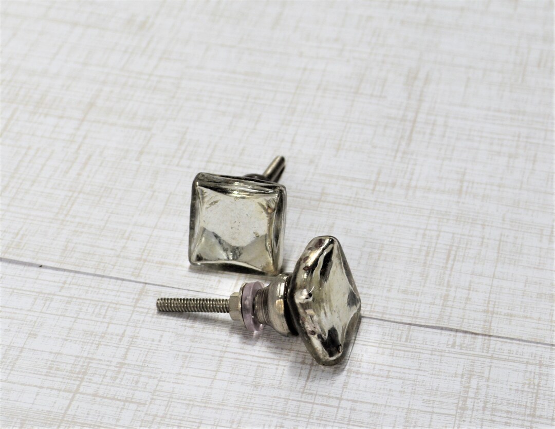 Silver Square Glass Knob, One Furniture Drawer Pull Etsy