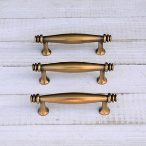 Antique Gold Drawer Pull, Brass Door Handle, 3&quot; Inch Centers, Kitchen Cabinet Hardware
