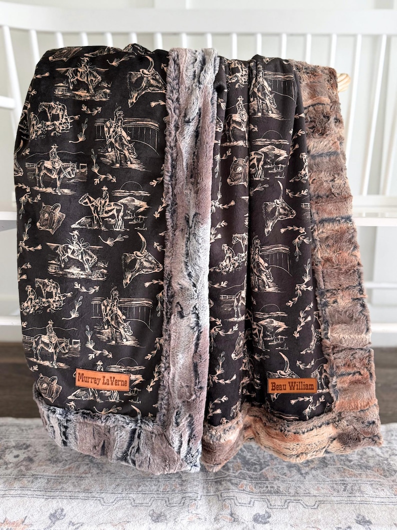Personalized Rodeo Baby Boy Blanket for Cowboy