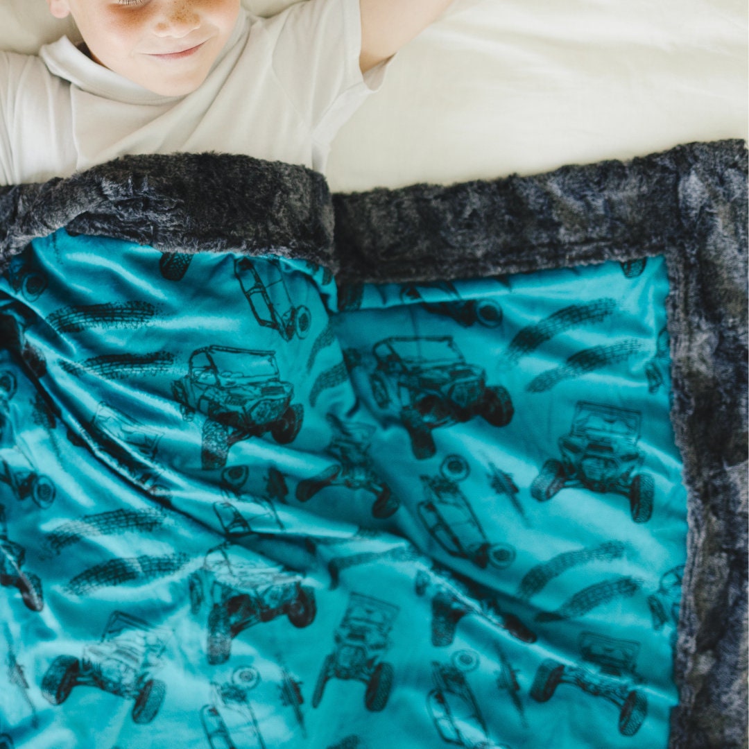 Side by Side Blanket UTV ATV off Roading Gear Polaris RZR Minky Blanket Personalized Toddler