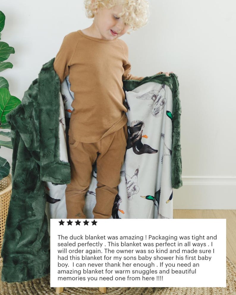 Duck Hunting Baby Blanket Mallard Duck Nursery Crib Bedding Baby Name Gift Baby Shower Custom Swaddle Outdoor Theme Decor Boys Room Idea afbeelding 11