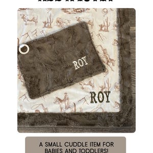 Manta vaquera personalizada con nombre, regalo de vaquero para niños, decoración con temática de rancho, manta suave de piel sintética de Minky occidental, regalo para baby shower de niño de granja imagen 9