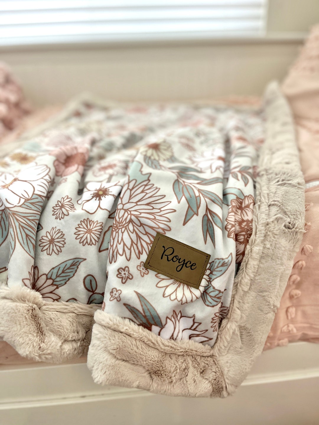 Sugar + Maple Wallpaper Floral Minky Blanket main image 0