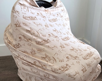 Funda para asiento de coche de bebé, toldo para asiento de coche estilo western, funda para lactancia de bebé, protector de trona, funda para asiento de carrito de la compra, regalo estilo western para baby shower