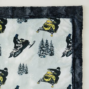 Snowmobile Minky Blanket Sled Rider Boy Gift for Teen Boy Room Decor for Cabin Bedding Soft Blanket for Toddler Boy Baby Custom Name Blanket