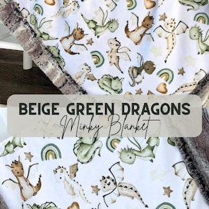 beige green dragons blanket