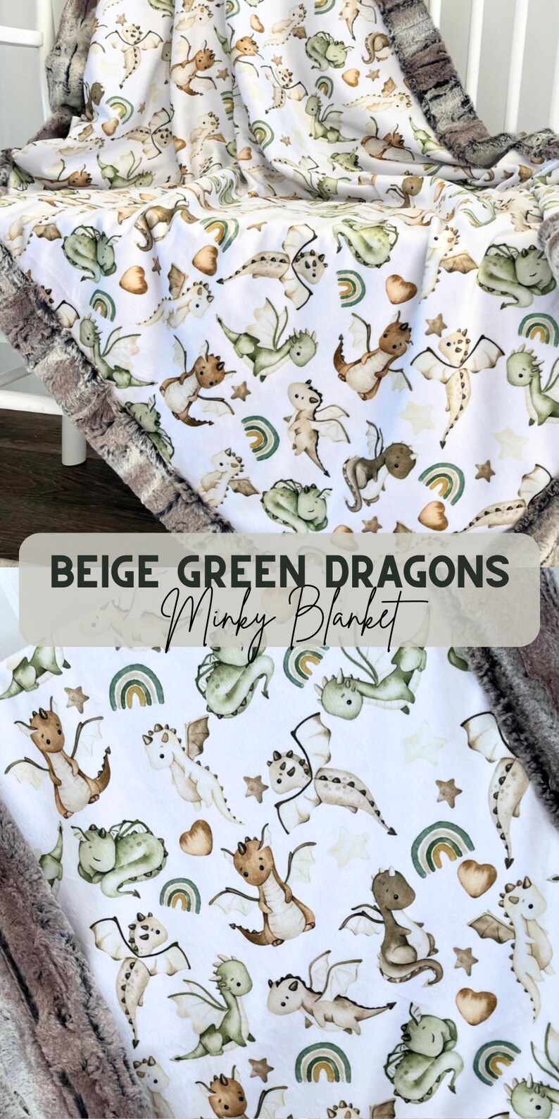 beige green dragons blanket