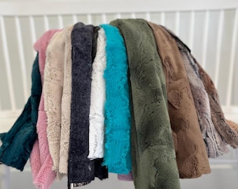Retazos de tela minky, tela de felpa de piel sintética, retazos de tela suaves y lujosos, piezas de animales de peluche, juguetes de peluche, restos de minky, tela para costura y manualidades
