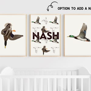 Mallard Duck Nursery Art: Hunting Theme Prints, Set of 3 (Digital Download)