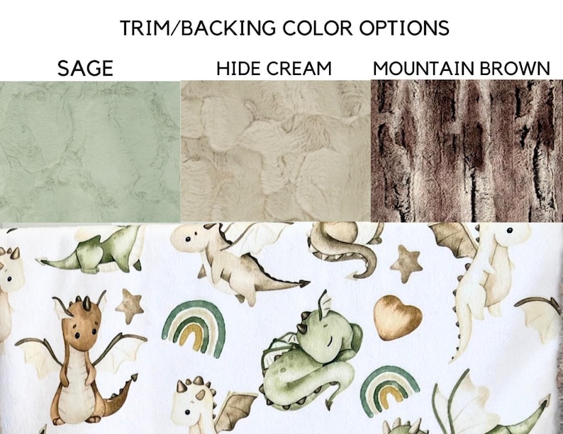 Personalized minky beige green dragons blanket super soft kids dragon gift pastel colors cozy fluffy blanket with name nursery décor bedding image 4