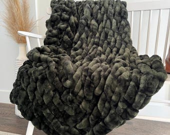 Manta grande y pesada para cama, manta grande para adultos para la ansiedad, regalo para ella, regalo de aniversario, regalo para inauguración de casa, manta de cama verde oliva