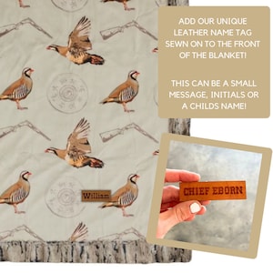 Manta de caza Chukar de piel sintética Minky, manta de cazador con estampado Chukar, ropa de cama para cazadores de aves de montaña, regalo para papá, regalo de Navidad, Día del Padre imagen 4