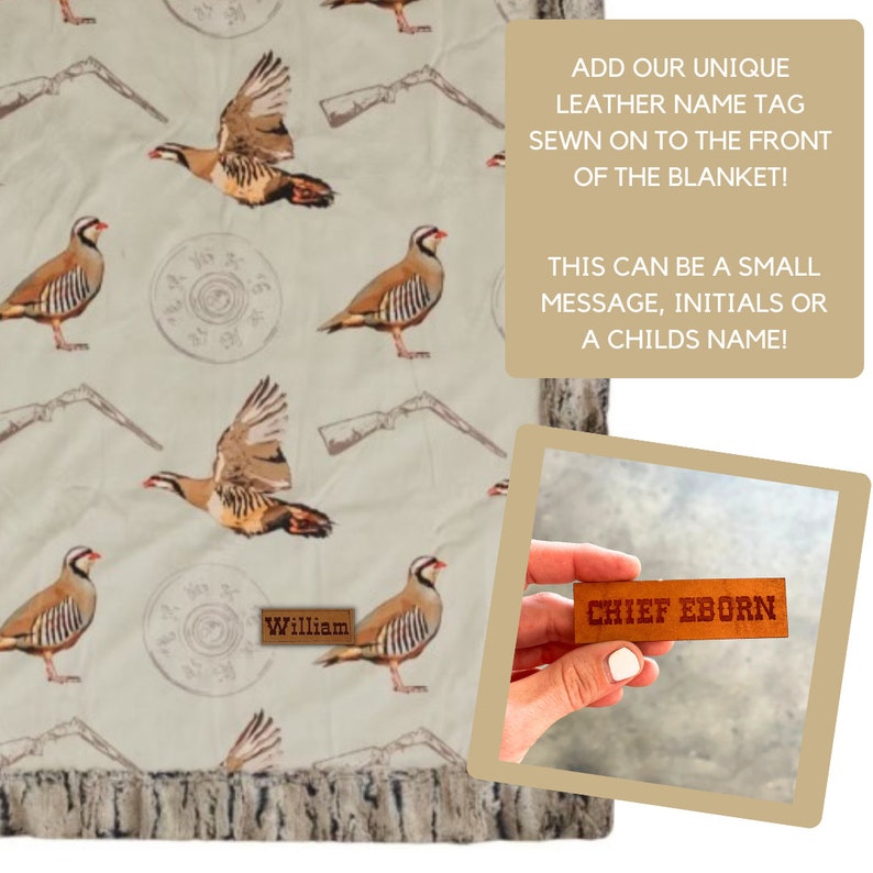 Manta de caza Chukar de piel sintética Minky, manta de cazador con estampado Chukar, ropa de cama para cazadores de aves de montaña, regalo para papá, regalo de Navidad, Día del Padre imagen 4