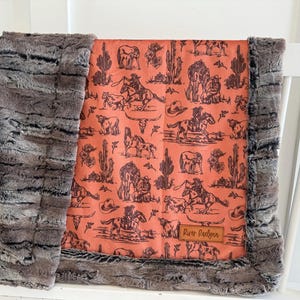 Personalized Cowgirl Baby Blanket: Western Minky Throw, Rodeo Nursery Decor
